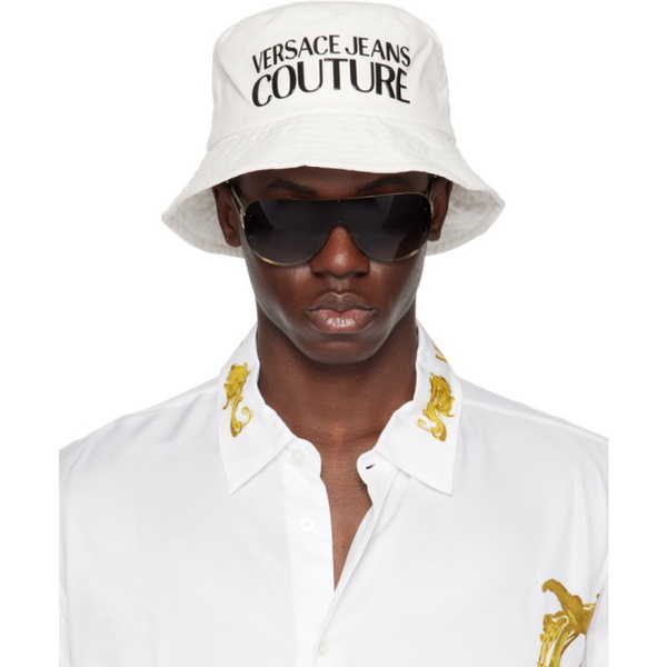 베르사체 베르사체 진 꾸뛰르 베르사체 Versace Jeans Couture White Logo Bucket Hat 241202M140005