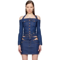 베르사체 진 꾸뛰르 베르사체 Versace Jeans Couture Indigo Buttoned Denim Blouse 241202F060000