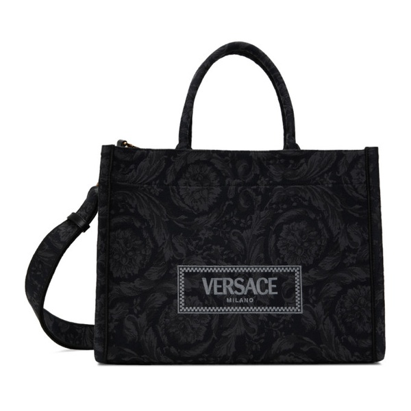 베르사체 베르사체 Versace Black & Gray Barocco Athena Bag 241404F049006