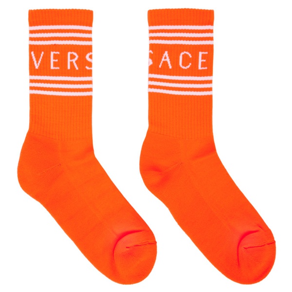 베르사체 베르사체 Versace Orange 90s Vintage Logo Socks 231404M220006