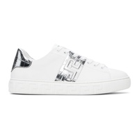 베르사체 Versace White & Silver Greca Sneakers 241404M237027