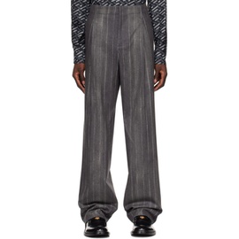베르사체 Versace Gray Pinstripe Trousers 222404M191003