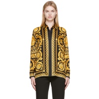 베르사체 Versace Black & Gold Silk Shirt 222404F109001