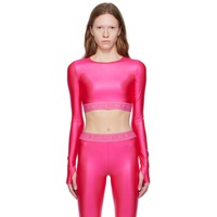 베르사체 진 꾸뛰르 베르사체 Versace Jeans Couture Pink Cropped Long Sleeve T-Shirt 232202F110007