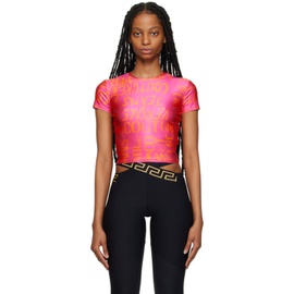 베르사체 진 꾸뛰르 베르사체 Versace Jeans Couture Pink Printed T-Shirt 231202F110023