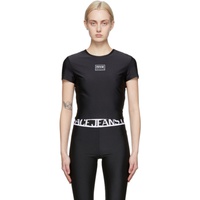 베르사체 진 꾸뛰르 베르사체 Versace Jeans Couture Black Cropped Logo T-Shirt 221202F110049