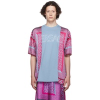 베르사체 Versace Blue Polyester T-Shirt 221404M213059