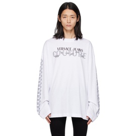 베르사체 진 꾸뛰르 베르사체 Versace Jeans Couture White Printed Long Sleeve T-Shirt 232202M213036