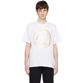 베르사체 진 꾸뛰르 베르사체 Versace Jeans Couture White V-Emblem T-Shirt 231202M213046