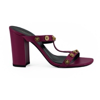 베르사체 Versace Purple Calf Leather High Heel Womens Sandals 7233552285828