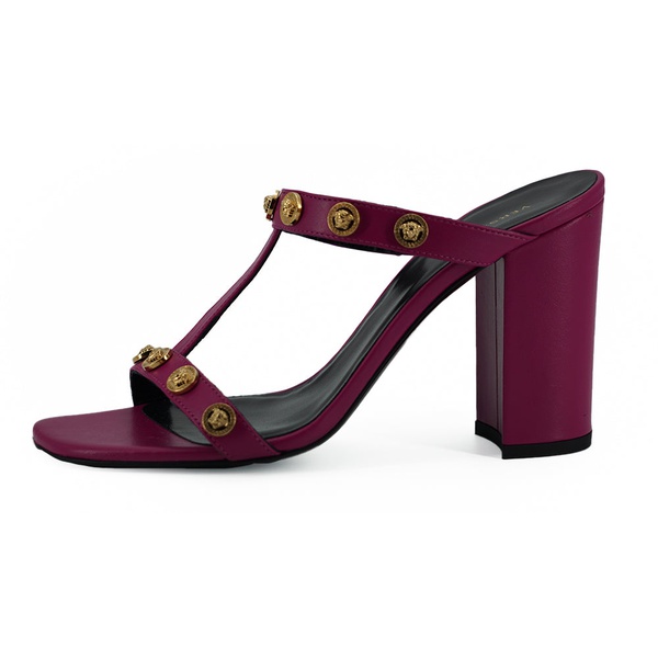베르사체 베르사체 Versace Purple Calf Leather High Heel Womens Sandals 7233552285828