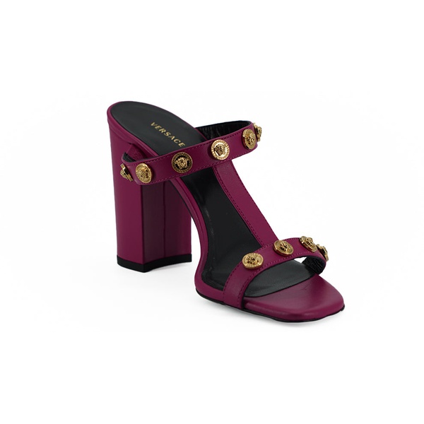 베르사체 베르사체 Versace Purple Calf Leather High Heel Womens Sandals 7233552285828