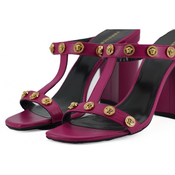 베르사체 베르사체 Versace Purple Calf Leather High Heel Womens Sandals 7227705917572