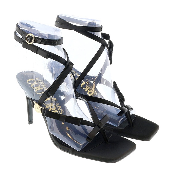 베르사체 베르사체 진 꾸뛰르 베르사체 Versace Jeans Couture Black Bow Fashion Strappy High Heel Sandals- 7095324934276