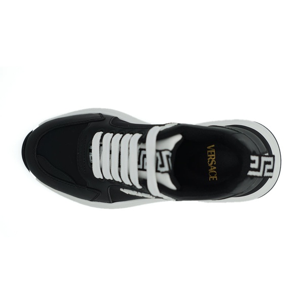 베르사체 베르사체 Versace Black and White Calf Leather Womens Sneakers 7233561067652