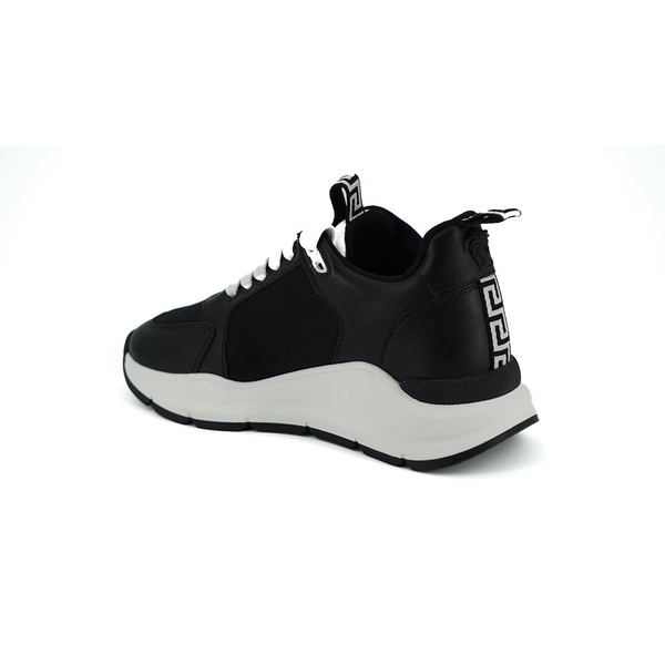 베르사체 베르사체 Versace Black and White Calf Leather Womens Sneakers 7233561067652