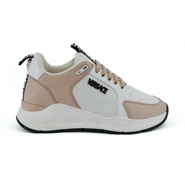 베르사체 Versace Light Pink and White Calf Leather Womens Sneakers 7233560969348