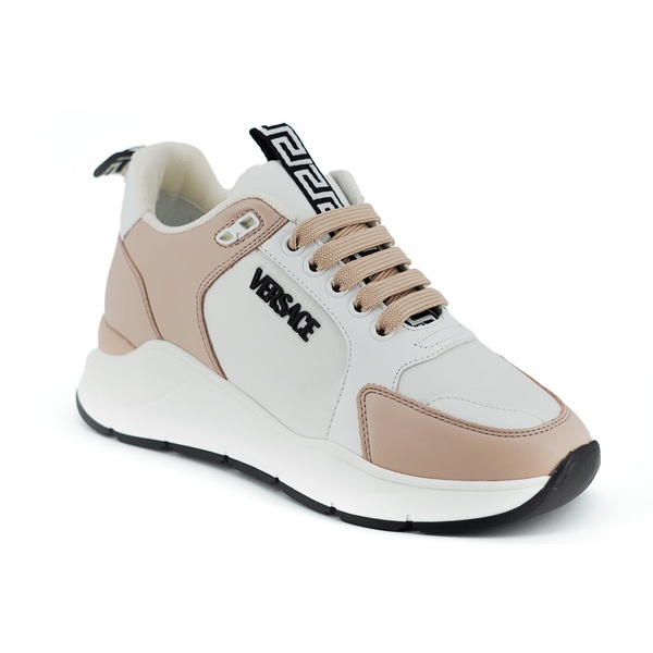 베르사체 베르사체 Versace Light Pink and White Calf Leather Womens Sneakers 7233560969348