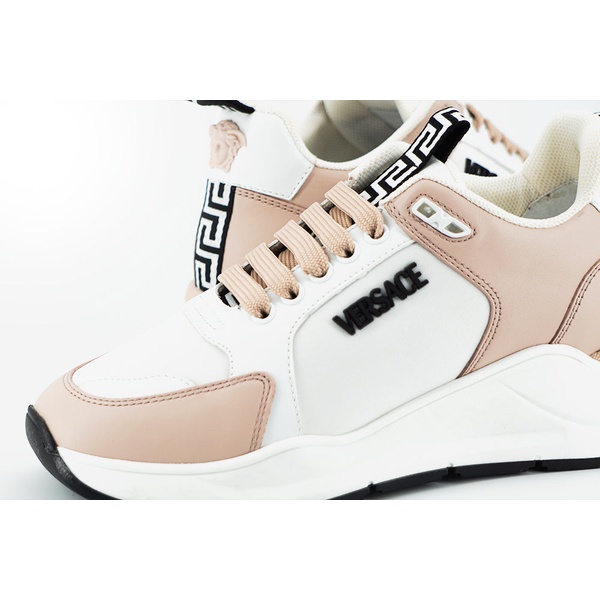 베르사체 베르사체 Versace Light Pink and White Calf Leather Womens Sneakers 7222902685828