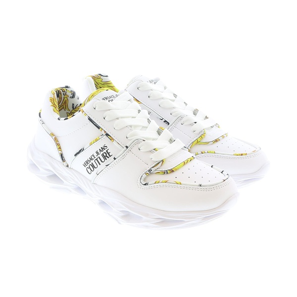 베르사체 베르사체 진 꾸뛰르 베르사체 Versace Jeans Couture Low Top Signature Baroque Trim White Sneakers- 7154343116932