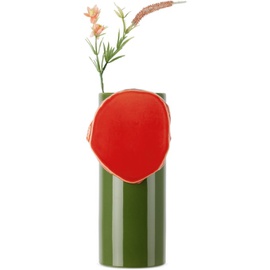 Vitra Green & Orange Decoupage Vase 231059M616003
