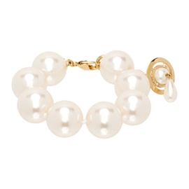 비비안 웨스트우드 Vivienne Westwood Gold & White Giant Pearl Drop Bracelet 232314F020005