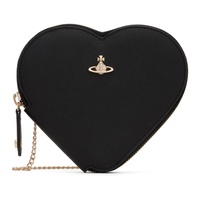 비비안 웨스트우드 Vivienne Westwood Black Saffiano Heart Crossbody Bag 241314F048023