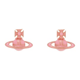 비비안 웨스트우드 Vivienne Westwood Pink & Rose Gold Amanda Bas Relief Earrings 232314F022063