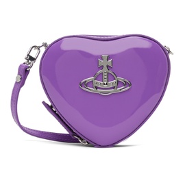 비비안 웨스트우드 Vivienne Westwood Purple Shiny Mini Heart Crossbody Bag 241314F048014