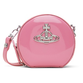 비비안 웨스트우드 Vivienne Westwood Pink Shiny Mini Round Crossbody Bag 241314F048009