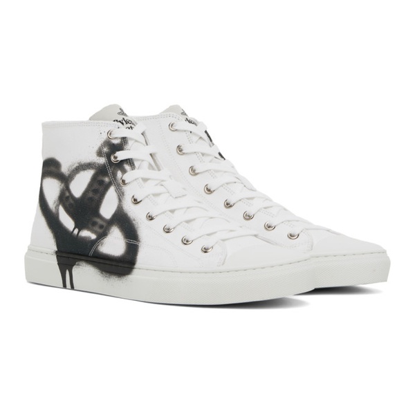  비비안 웨스트우드 Vivienne Westwood White Plimsoll High Top Canvas Sneakers 241314M236009