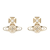 비비안 웨스트우드 Vivienne Westwood Gold & White Cassie Bas Relief Earrings 241314M144052