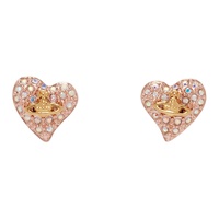 비비안 웨스트우드 Vivienne Westwood Rose Gold Tiny Diamante Heart Earrings 241314F022065