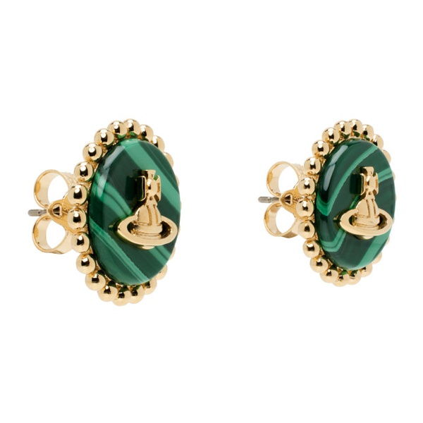  비비안 웨스트우드 Vivienne Westwood Gold & Green Neyla Earrings 241314F022077