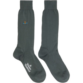 비비안 웨스트우드 Vivienne Westwood Gray Plain Socks 241314M220018