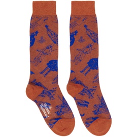 비비안 웨스트우드 Vivienne Westwood Orange Evolution of Man Socks 241314M220019