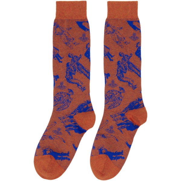  비비안 웨스트우드 Vivienne Westwood Orange Evolution of Man Socks 241314M220019