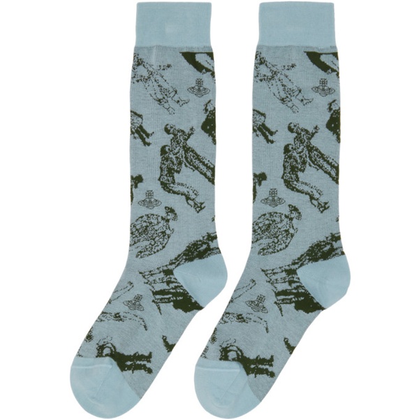  비비안 웨스트우드 Vivienne Westwood Blue Evolution of Man Socks 241314M220020