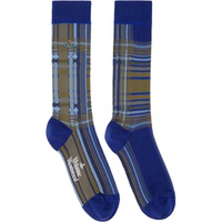 비비안 웨스트우드 Vivienne Westwood Navy & Khaki Madras Oversize Socks 232314M220022