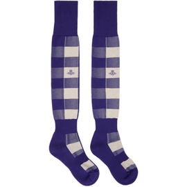 비비안 웨스트우드 Vivienne Westwood Purple & 오프화이트 Off-White High Socks 241314F076002