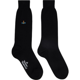 비비안 웨스트우드 Vivienne Westwood Black Uni Color Plain Socks 241314M220028