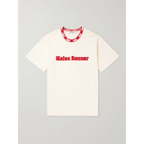  웨일즈 보너 WALES BONNER Logo-Embroidered Printed Organic Cotton-Jersey T-Shirt 1647597311387519