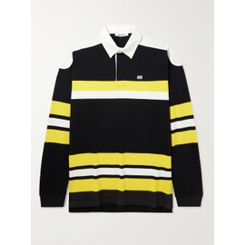 웨일즈 보너 WALES BONNER Logo-Embroidered Striped Organic Cotton-Jersey Polo Shirt 1647597311387505