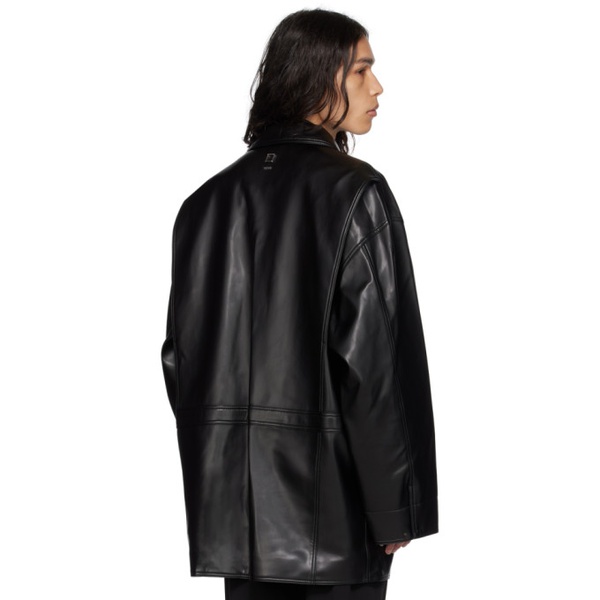  우영미 WOOYOUNGMI Black Hardware Faux-Leather Jacket 232704M180011