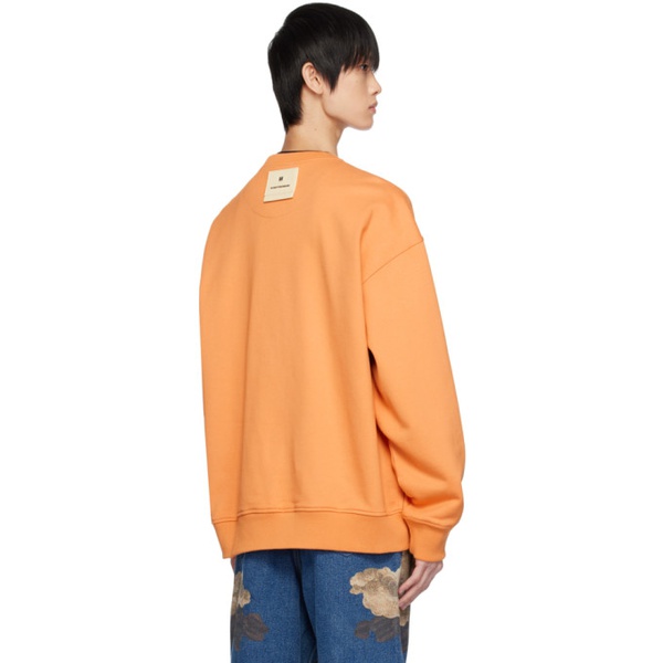  우영미 WOOYOUNGMI Orange Leather Patch Sweatshirt 232704M204007