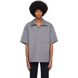 우영미 WOOYOUNGMI Gray Patch Pocket Denim Shirt 231704M192038