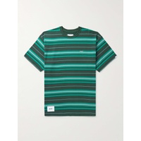WTAPS Appliqued Logo-Embroidered Striped Cotton-Jersey T-Shirt 1647597310971241