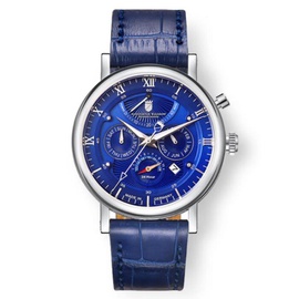 Waldhoff MEN'S Multimatic (Calfskin) Leather Blue Dial Watch 03B