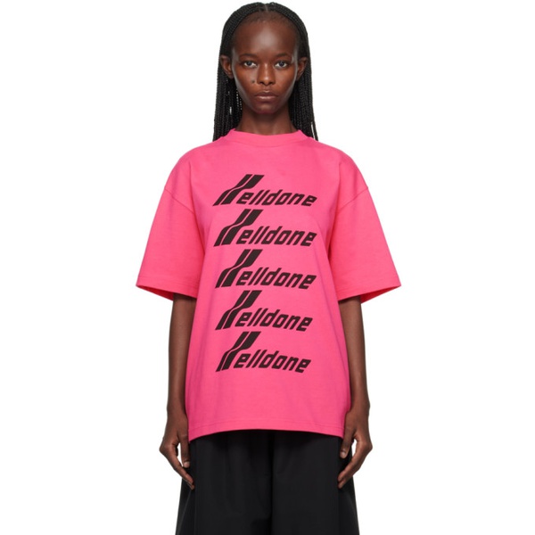  웰던 We11done Pink Printed T-Shirt 232327F110048
