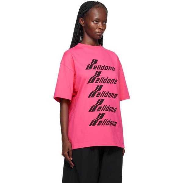 웰던 We11done Pink Printed T-Shirt 232327F110048